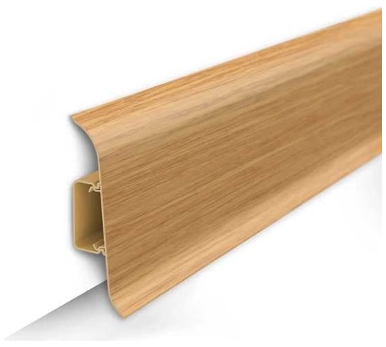 Изображение товара Напольный плинтус с центральной планкой IDEAL Классик 70 мм, 2.2 м, 212 дуб светлый К-П70п 212