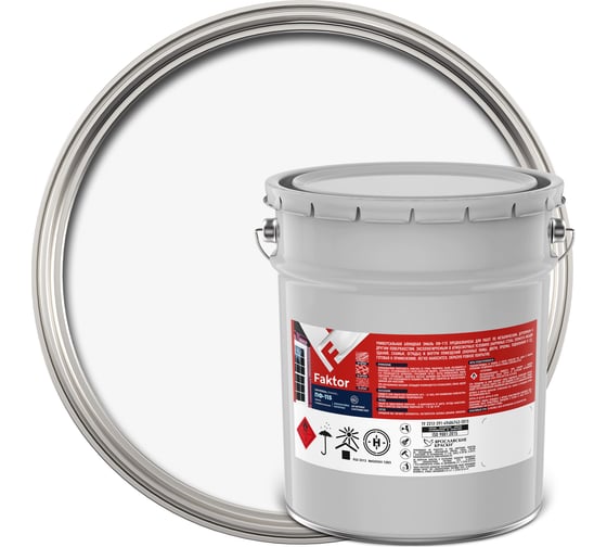 Изображение товара Универсальная эмаль ПФ-115 ЯРОСЛАВСКИЕ КРАСКИ FAKTOR белая, барабан 20 кг 214711