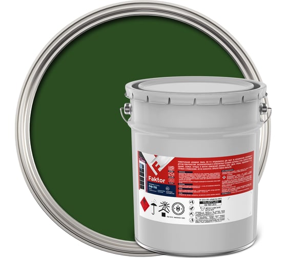 Изображение товара Универсальная эмаль ПФ-115 ЯРОСЛАВСКИЕ КРАСКИ FAKTOR зеленая, барабан 20 кг 214732