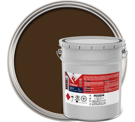 Изображение товара Универсальная эмаль ПФ-115 ЯРОСЛАВСКИЕ КРАСКИ FAKTOR коричневая, барабан 20 кг 214733