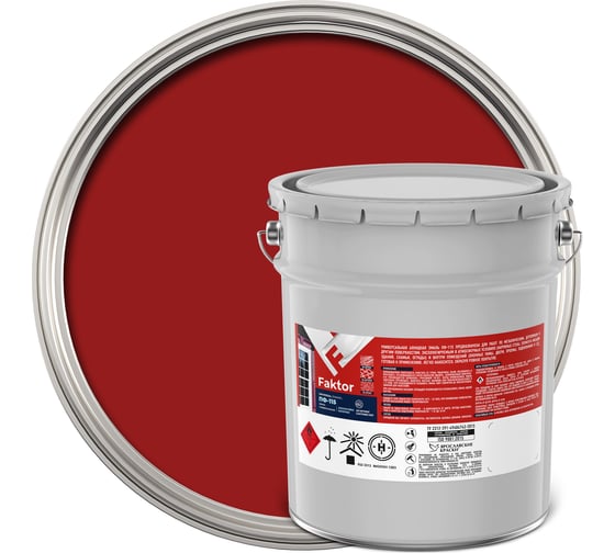 Изображение товара Универсальная эмаль ПФ-115 ЯРОСЛАВСКИЕ КРАСКИ FAKTOR красная, барабан 20 кг 214734
