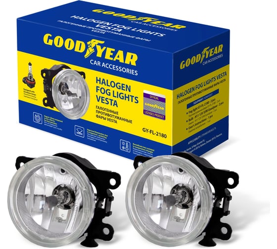 Изображение товара Противотуманные фары Goodyear GY-FL-2180 галогенные, Vesta, с лампами, H11, 12 В, 2 шт. L GY019005