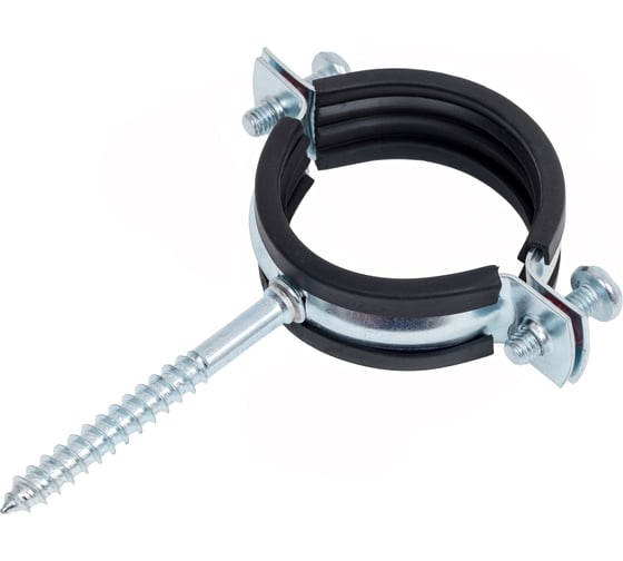 Изображение товара Оцинкованный хомут с резиновым уплотнителем Terma 1.1/2" 48-53 мм, с шурупом 24006 28706