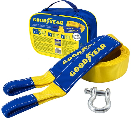 Изображение товара Динамическая стропа Goodyear рывковая, с шаклом, 7 тонн, 6 метров GY004012