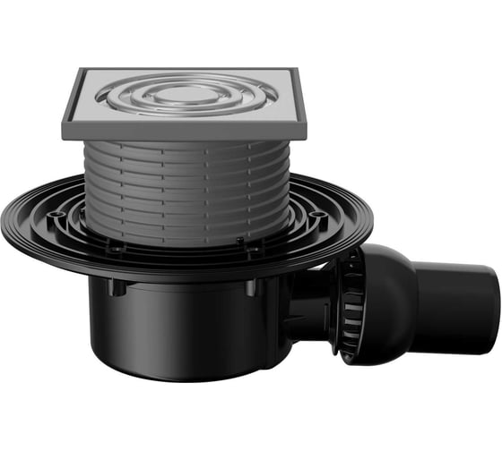 Изображение товара Сливной трап Fachmann регулируемый с гидрозатвором T 520.0 SNsP 125x125 горизонтальный шарнирный 04.043