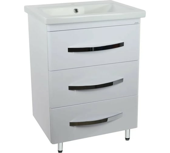 Изображение товара Тумба под умывальник Como 60 Doratiz Экватор 60 белая, напольная, с тремя ящиками 9912.810