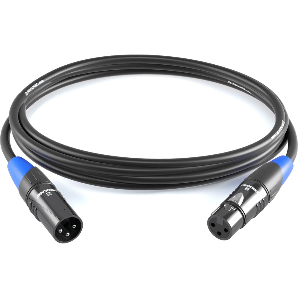 Изображение товара Межблочный балансный кабель PROCAST cable XLR m/XLR f.2,5 XLR m/XLR f, 2,5m, черный НФ-00000420