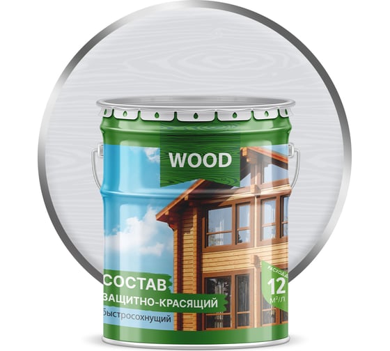 Изображение товара Защитно-красящий состав для древесины FARBITEX (быстросохнущий; белый; 9 л) 4300008487