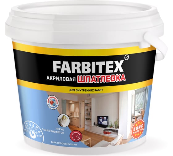 Изображение товара Акриловая шпатлевка Farbitex (для внутренних работ; 3.5 кг) 4300001564