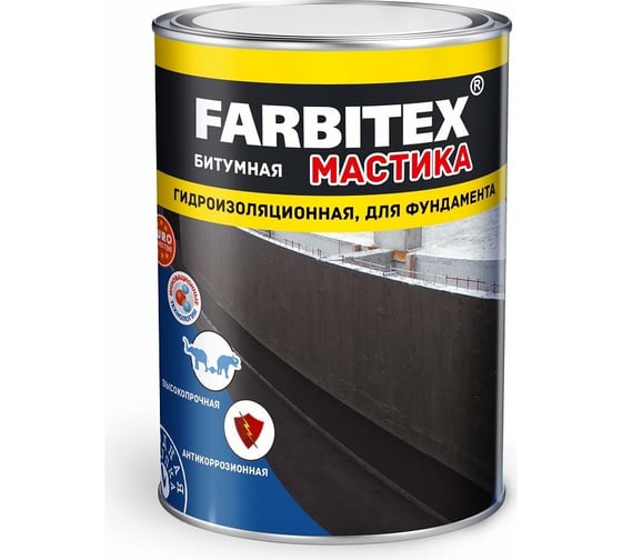 Изображение товара Битумная мастика Farbitex (гидроизоляционная; 8 кг) 4300010386