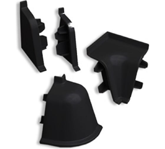 Изображение товара Комплект заглушек к плинтусу для столешниц ООО ДЕКОПЛИНТ ДЖОКЕР 3 - 11 черный 1148