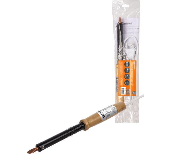 Изображение товара Паяльник TDM ELECTRIC ПД-100, ЭПСН, мощность 100 Вт, 230 В, деревянная ручка, плоское жало, Гранит SQ1025-0405