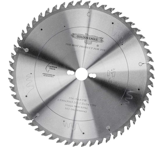 Изображение товара Диск пильный HW универсальный (350x30x3.2/2.2 мм; Z54 WZ) Golden Eagle TL00001135