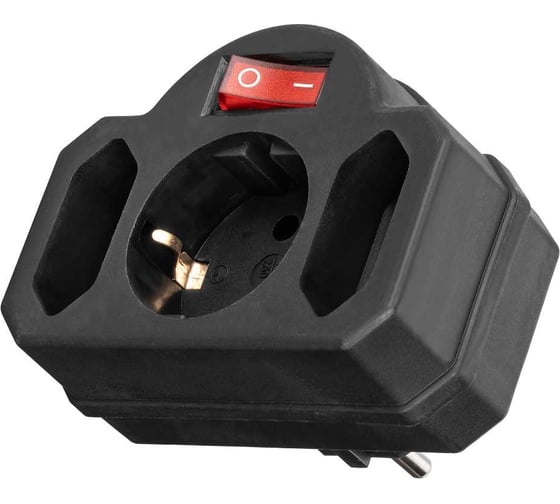 Изображение товара Блок на 3 гнезда с выключателем TDM ELECTRIC с индикацией: 1x2П+3 16А+2x2П 2,5А под плоскую вилку 250B черный SQ1806-0302