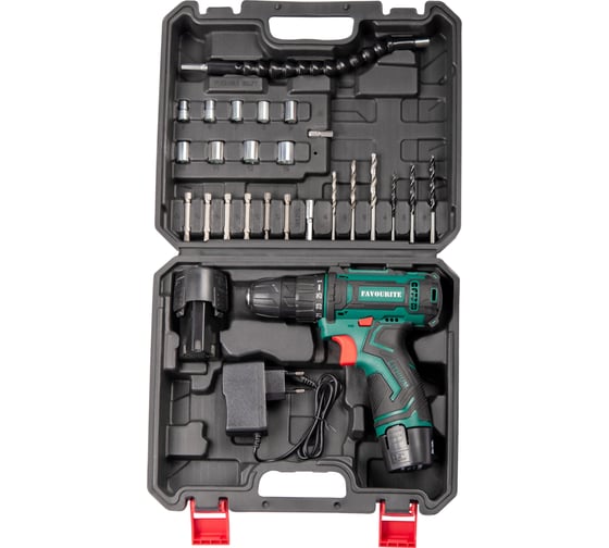 Изображение товара Акк. дрель-шуруповёрт FAVOURITE DC 1202 PROMO SET 12В, 2Ач, 22Нм Li-ion набор 101121202