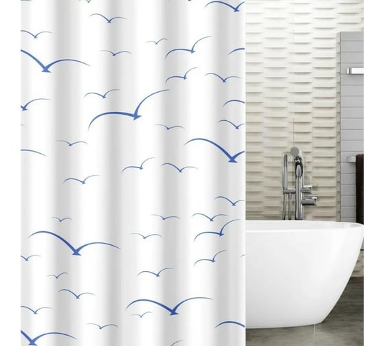 Изображение товара Штора для ванной Tatkraft Seagulls Textile 11281