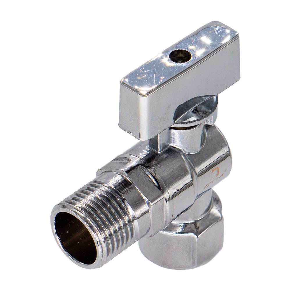 Изображение товара Угловой шаровой кран 1/2х1/2 для бытовых систем с бабочкой ручкой CAMF1212