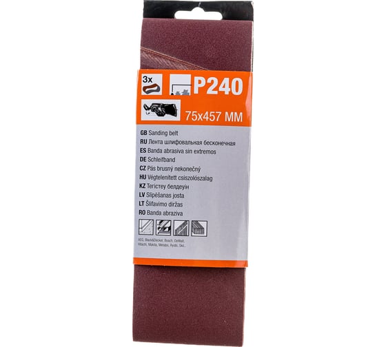 Изображение товара Шлифлента 3 шт, 75x457 мм, Р240 Gepard GP5008-240