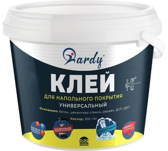 Изображение товара Универсальный клей для напольных покрытий ABC FARBEN HARDY 1.3 кг 4300007628