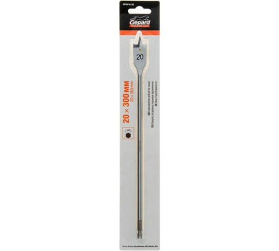 Изображение товара Сверло перьевое удлиненное по дереву 20x300 мм Gepard GP0416-20