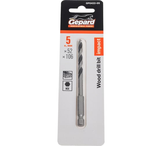 Изображение товара Сверло по дереву 5x52x106 мм Gepard GP0422-05