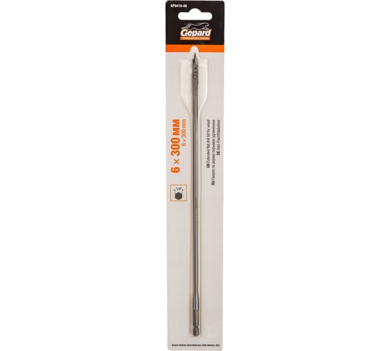 Изображение товара Сверло перьевое удлиненное по дереву 6x300 мм Gepard GP0416-06