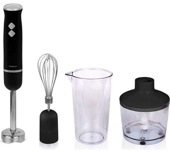 Изображение товара Набор: измельчитель, мерный стакан, венчик, блендер Ergolux серебристо-черный, 300 Вт ELX-BS03-C72 14726