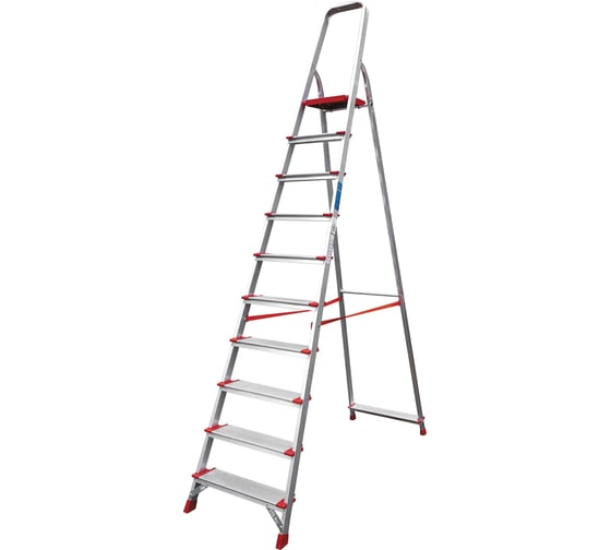 Изображение товара Профессиональная стремянка Новая Высота NV3117, 1x10 ступеней 130 мм, Max нагр. 180 кг, 2К башмаки, 3117110