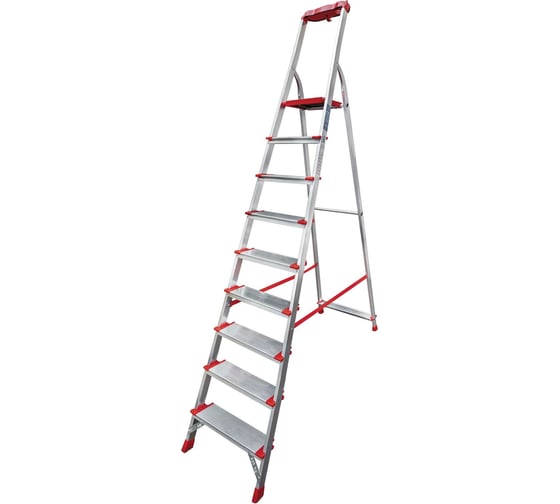 Изображение товара Профессиональная стремянка Новая Высота NV3118, 1x9 ступеней 130 мм, органайзер, Max нагр. 180 кг, 2К башмаки, 3118109