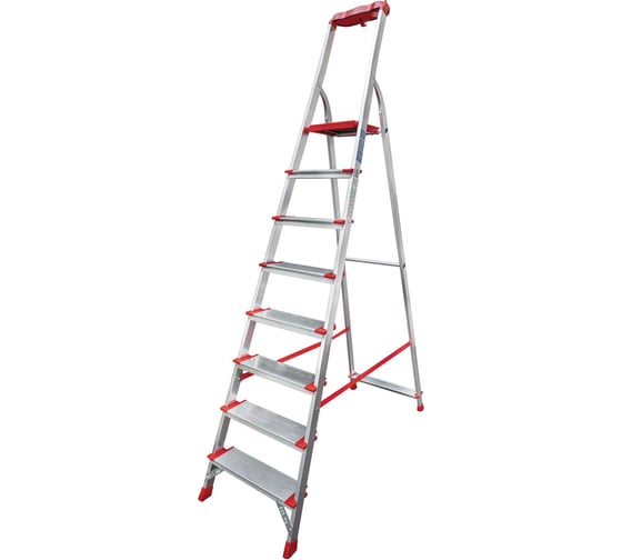 Изображение товара Профессиональная стремянка Новая Высота NV3118, 1x8 ступеней 130 мм, органайзер, Max нагр. 225 кг, 2К башмаки, 3118108