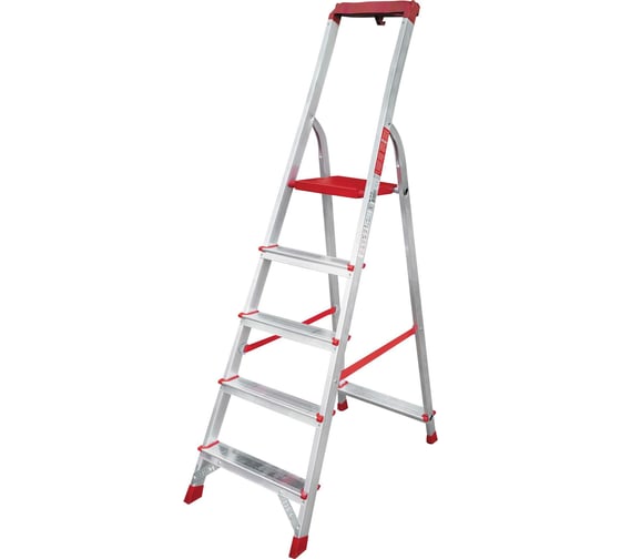 Изображение товара Профессиональная стремянка Новая Высота NV3115, 1x5 ступеней 80 мм, органайзер, Max нагр. 225 кг, 2К башмак, 3115105