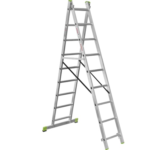 Изображение товара Двухсекционная алюминиевая лестница Новая Высота 2х9 ступеней 2220209