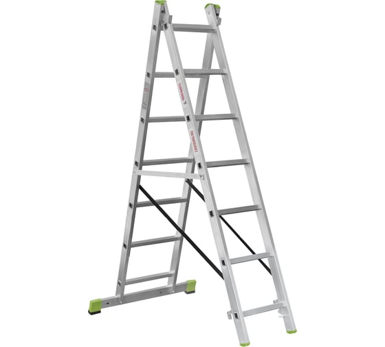 Изображение товара Двухсекционная алюминиевая лестница Новая Высота 2х7 ступеней 2220207