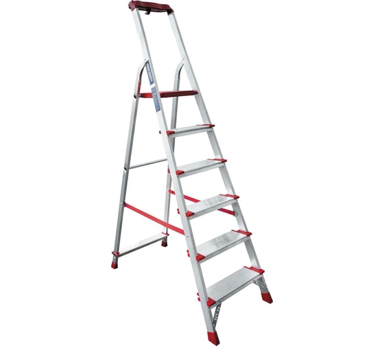 Изображение товара Профессиональная стремянка Новая Высота NV3118, 1x6 ступеней 130 мм, органайзер, Max нагр. 225 кг, 2К башмаки, 3118106