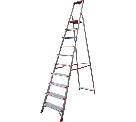 Изображение товара Профессиональная стремянка Новая Высота NV3118, 1x10 ступеней 130 мм, органайзер, Max нагр. 180 кг, 2К башмаки, 3118110