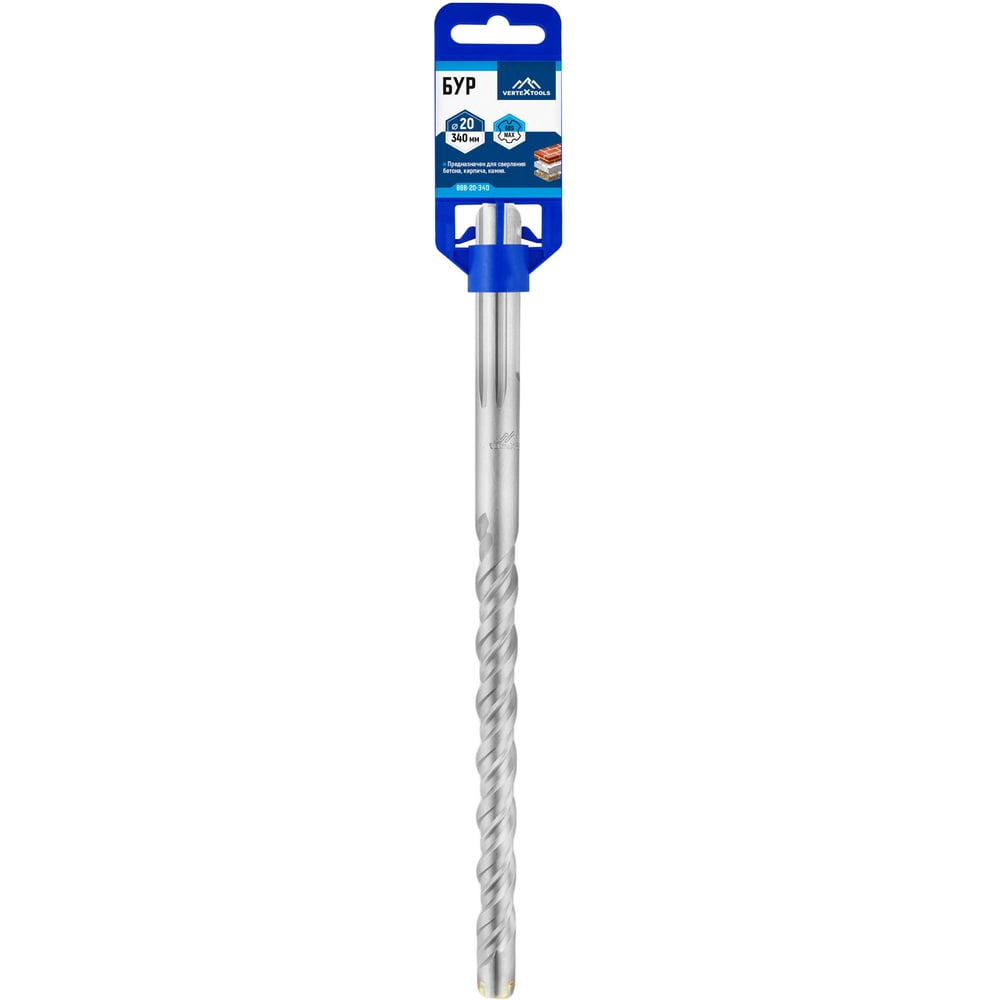 Изображение товара Бур SDS MAX 20x340 мм vertextools 888-20-340 Изображение товара Бур SDS MAX 20x340 мм vertextools 888-20-340