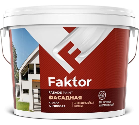 Изображение товара Акриловая краска ЯРОСЛАВСКИЕ КРАСКИ FAKTOR для фасадов белая, ведро 6 кг О05366
