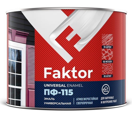 Изображение товара Универсальная эмаль ПФ-115 ЯРОСЛАВСКИЕ КРАСКИ FAKTOR черная, банка 1,9 кг 214730