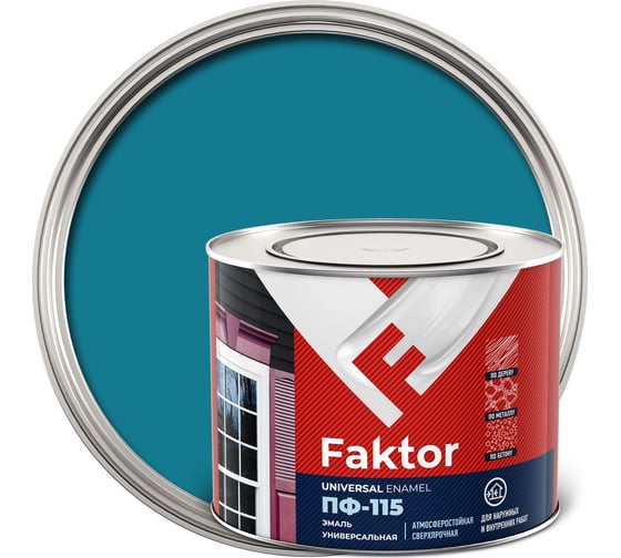 Изображение товара Универсальная эмаль ПФ-115 ЯРОСЛАВСКИЕ КРАСКИ FAKTOR голубая, банка 1,9 кг 214713