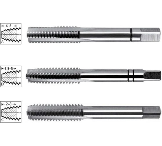 Изображение товара Ручной метчик CLE-Line 3 шт M3x0,5 DIN 352 ISO 2(6H) HSS-Е 12 006 003