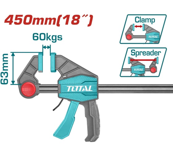 Изображение товара Быстрозажимная струбцина TOTAL THT1340603