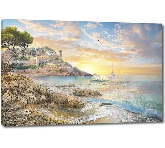 Изображение товара Картина ООО Первое ателье Закат над скалистым берегом 115x77 см ps94734-5