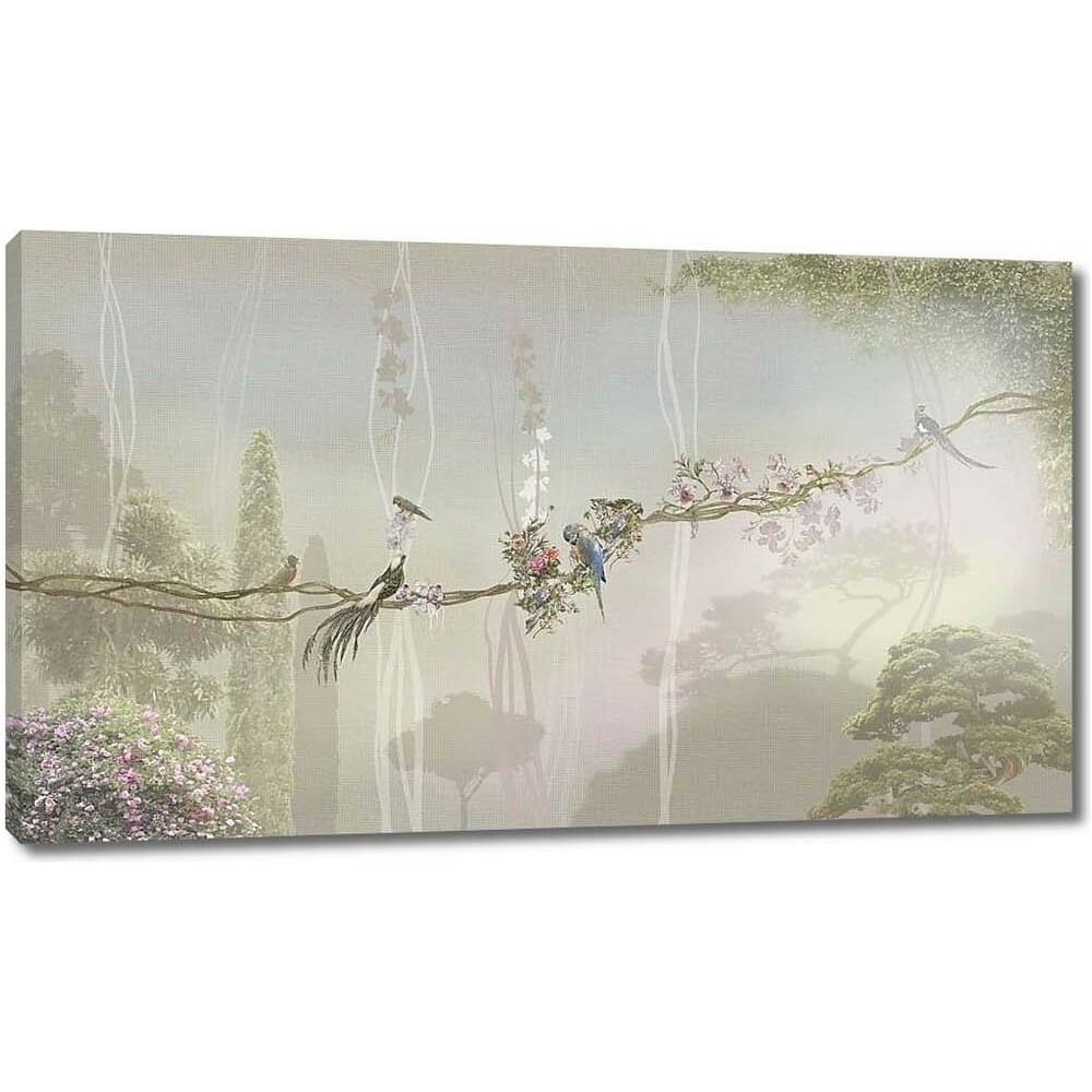Изображение товара Картина на холсте с изображением птиц и кипарисов 60x35 см первоателье Лиана