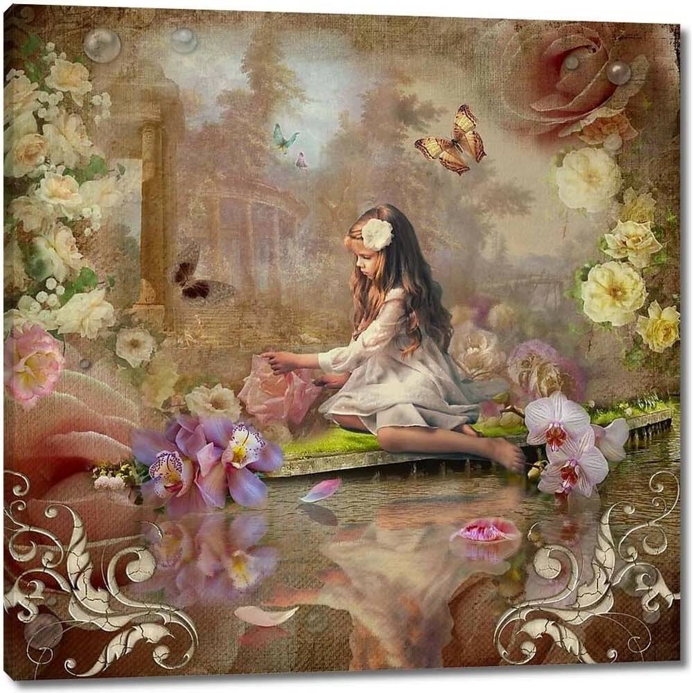 Изображение товара Картина на холсте Маленькая девочка в лесу у реки 80x79 см Первое ателье