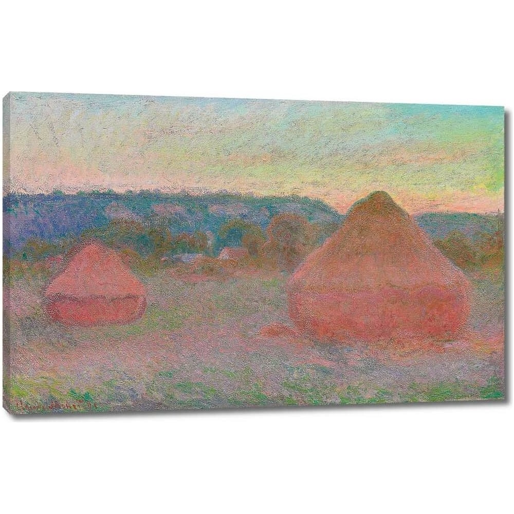 Изображение товара Картина-репродукция на холсте стога сена закат эффект снега 93x60 см