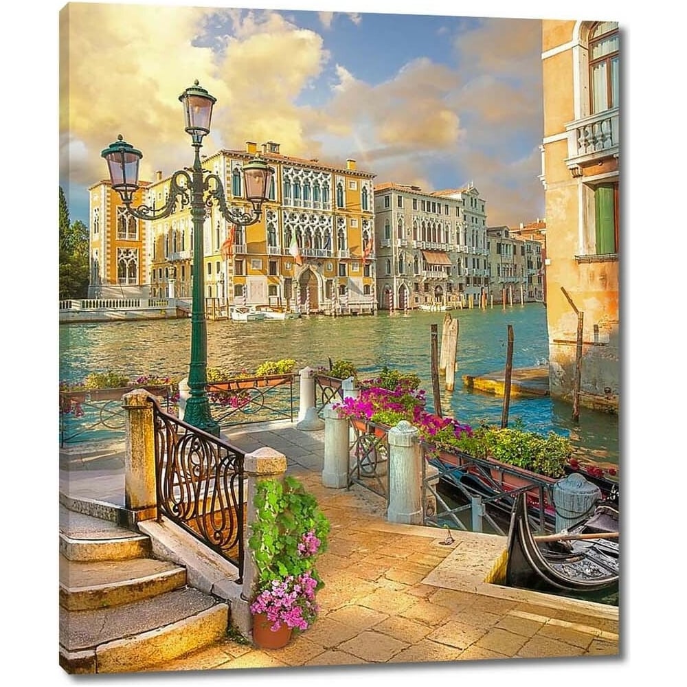 Изображение товара Картина Закат на набережной, холст, 79x96 см, стиль реализм