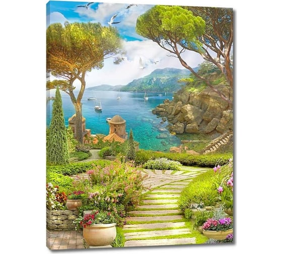 Изображение товара Картина ООО Первое ателье Дорога через сад к морскому заливу 60x79 см ps28396-3