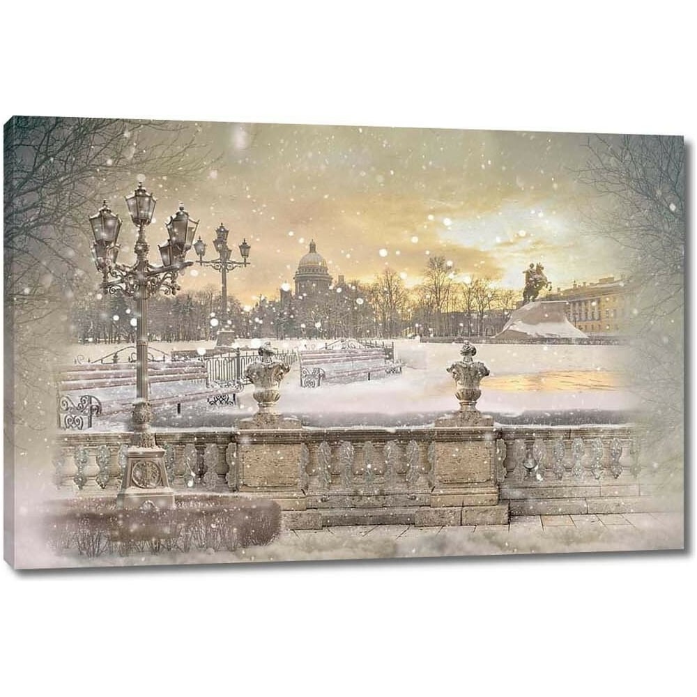 Изображение товара Картина на холсте вид с набережной на Медного Всадника 90x60 см реализм