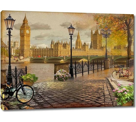 Изображение товара Картина ООО Первое ателье Вид с набережной на туманный Лондон 35x26 см ps28504-1