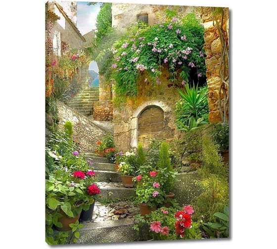 Изображение товара Картина ООО Первое ателье Высокая лестница вдоль домов 60x79 см ps28493-3